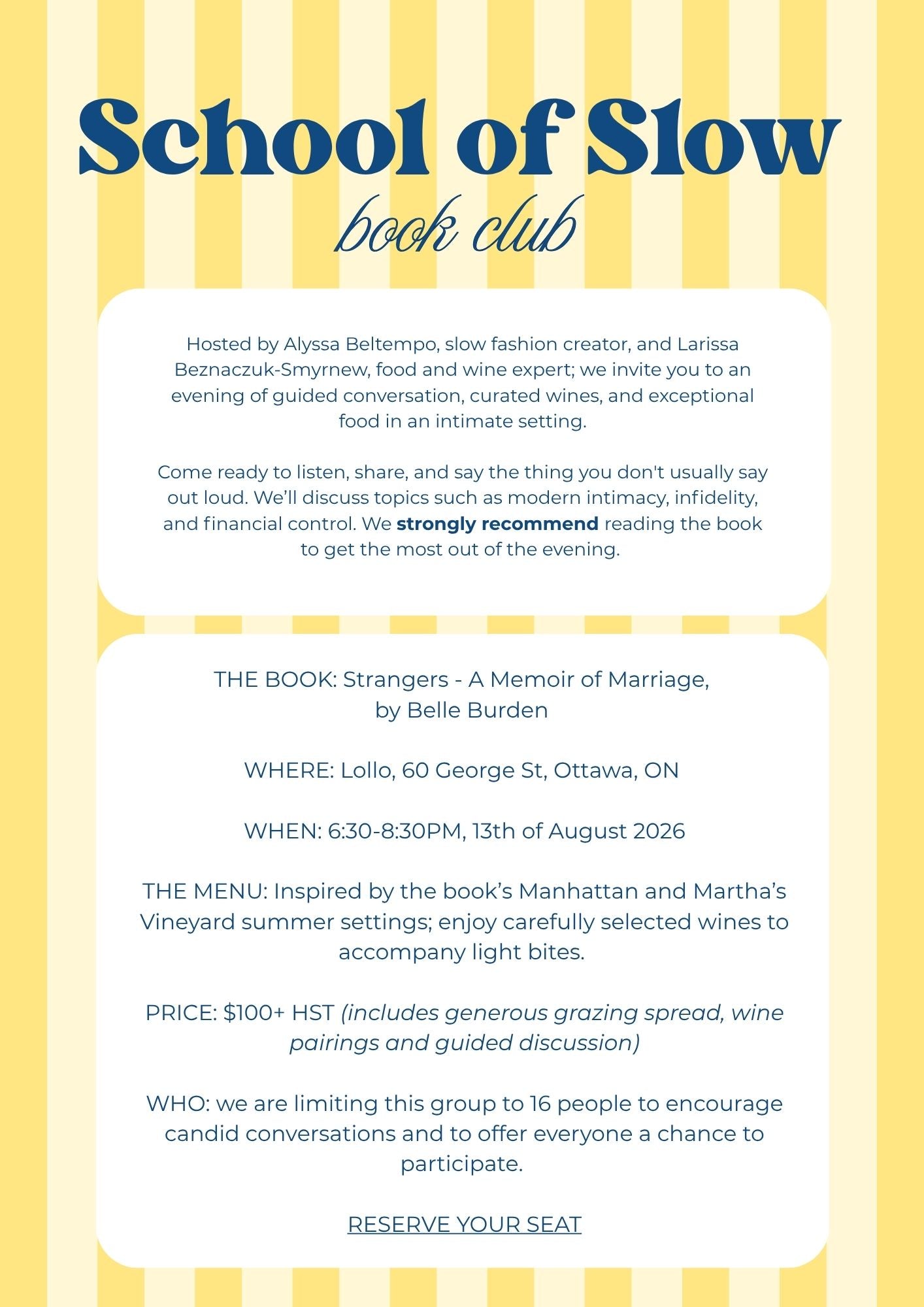 School of Slow: Book Club - Thursday August 13th