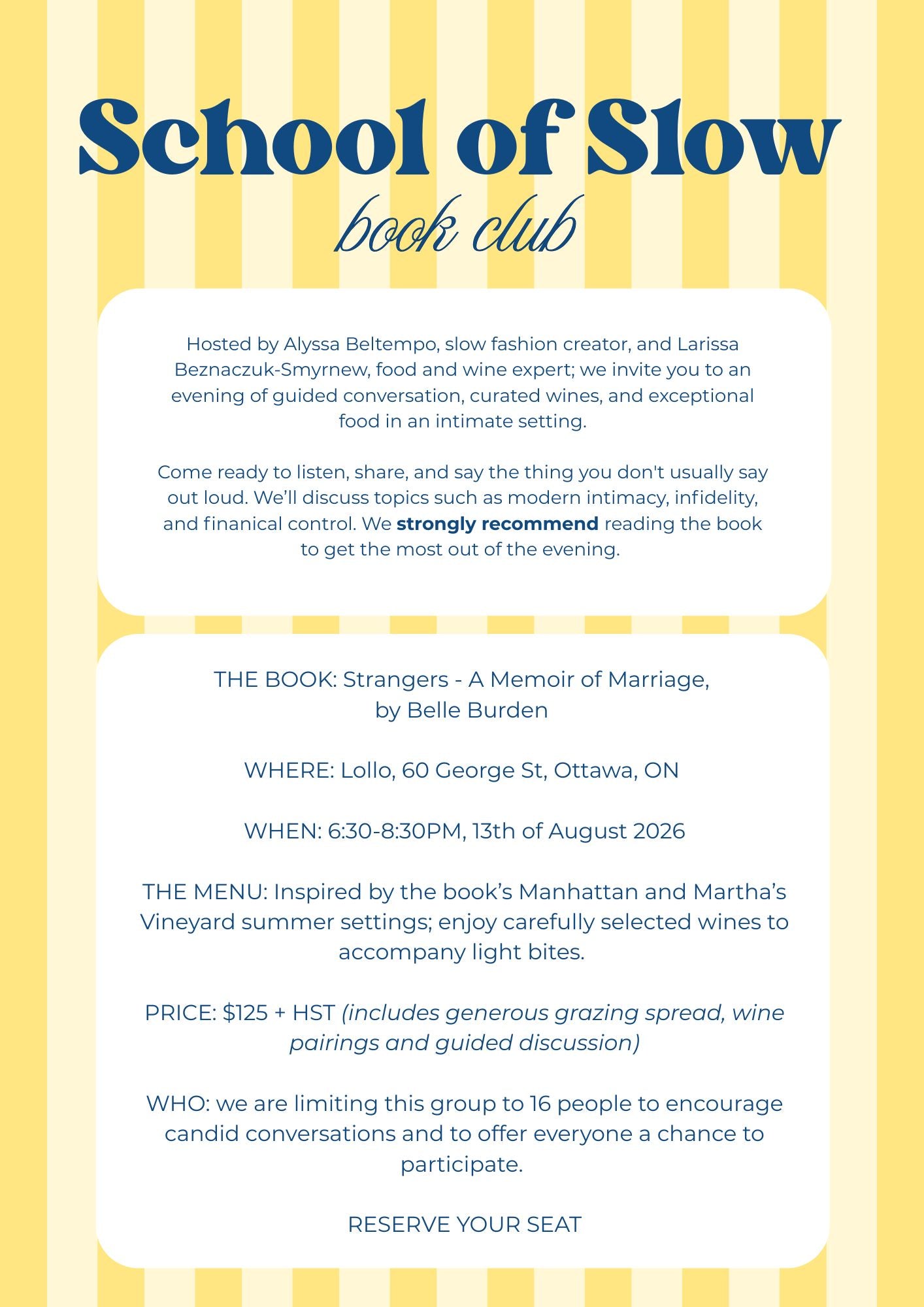 School of Slow: Book Club - Thursday August 13th